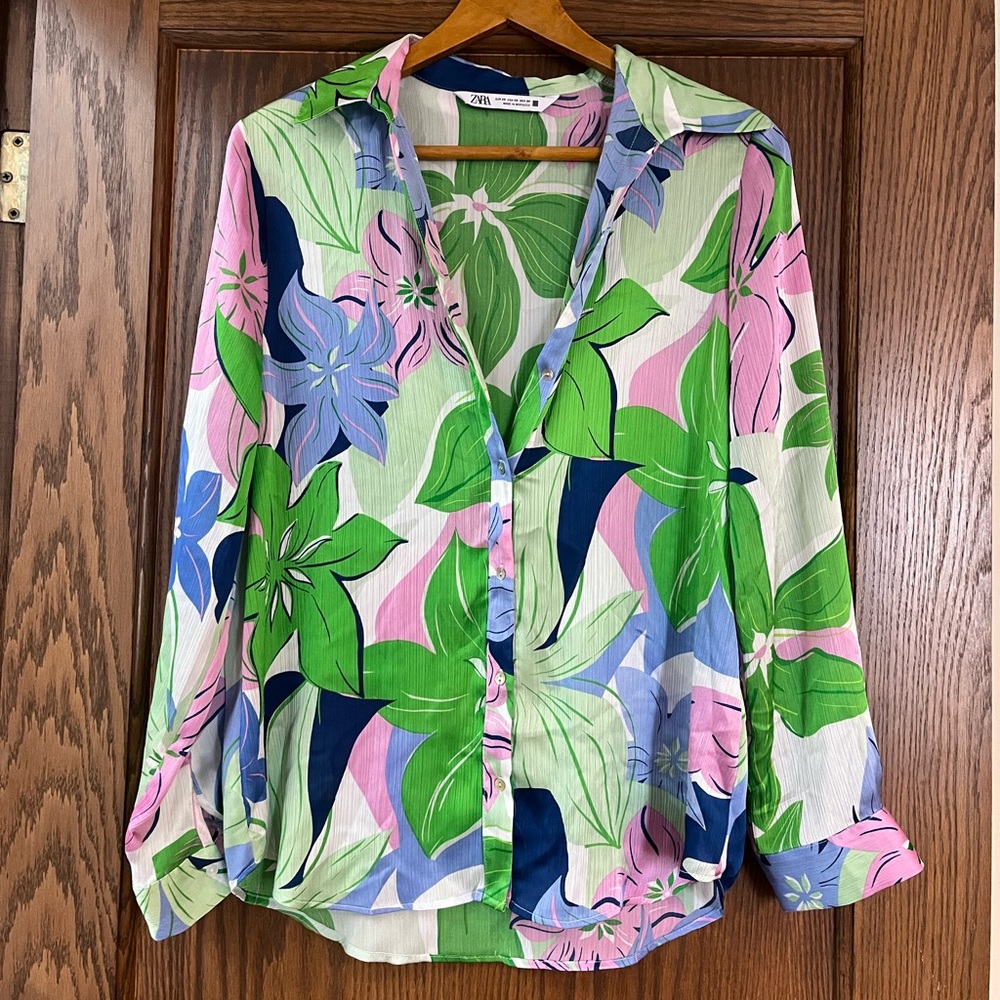 Tropical printed blouse